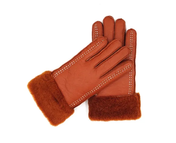 Зимние теплые женские шерстяные перчатки из натуральной овчины большие размеры