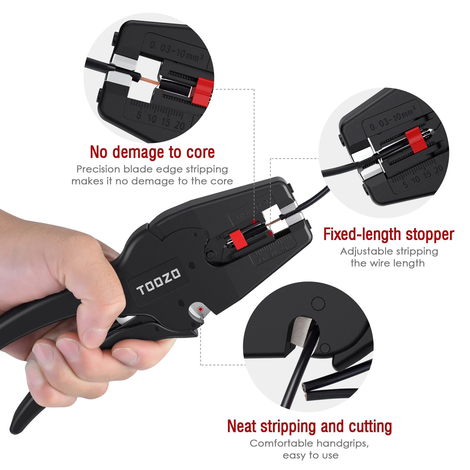 

Automatic Wire Stripper and Cutter,Heavy Duty Wire Stripping Tool 2 in 1 for Wire Stripping,Cutting 5-20mm/(0.25-0.75inch)