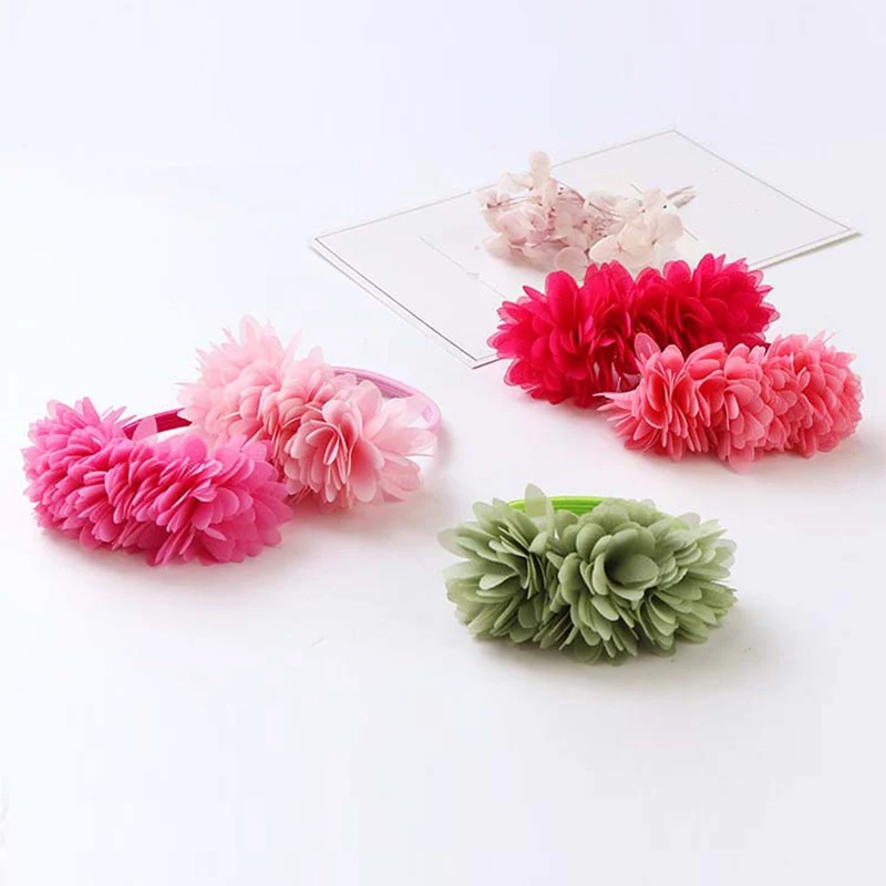 Многослойный эластичный с цветочным принтом резинки для волос девочек резинка