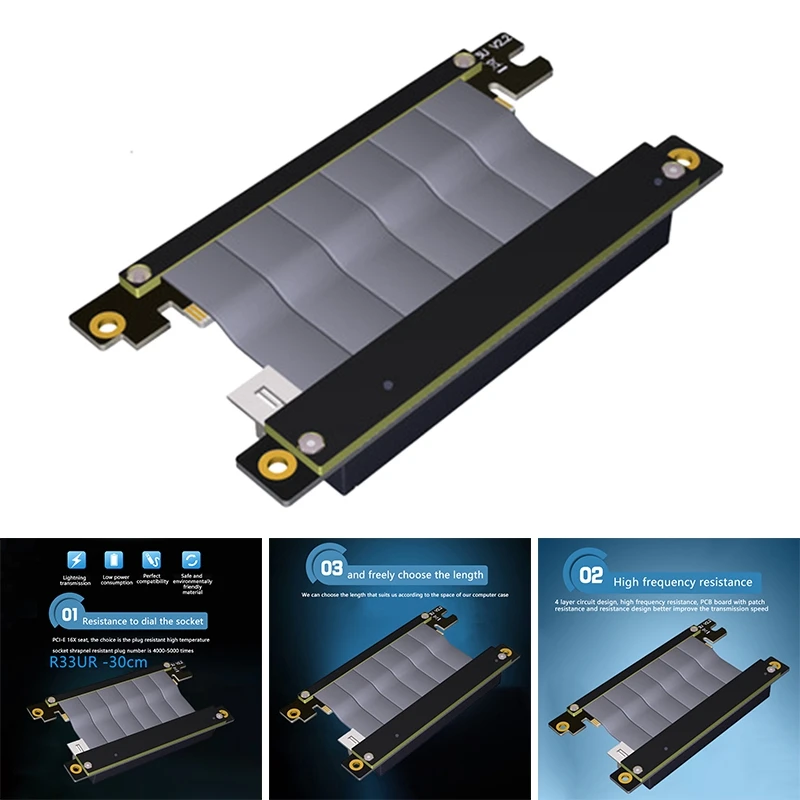 

R33UR Image Card Extension Cable, High-Speed Stable Pci X16 to X16 Adapter Cable for Itx A4 Mini Chassis