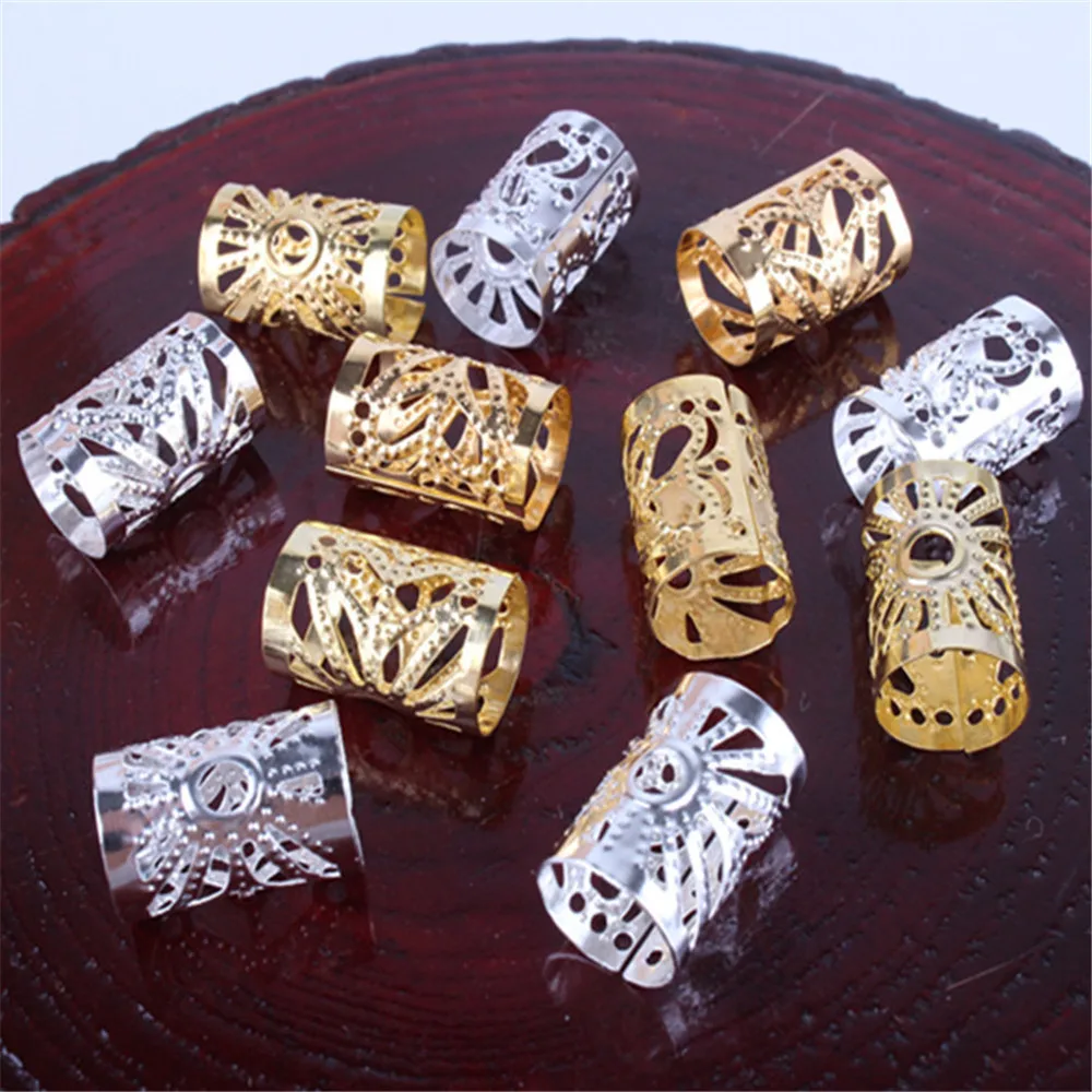 

100pcs Aluminum Hollow Hair Jewelry Braid Rings Decoration Pendants Adjustable Dreadlocks Beads Cuffs Rings Accessories