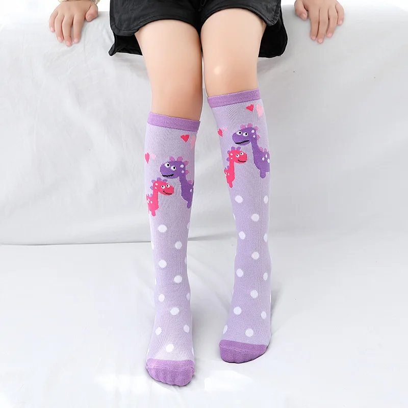 

2021 Spring Autumn New Trendy Dinosaur Cartoon Children's Tube Socks Straight Over The Knee Stockings for Boys and Girls