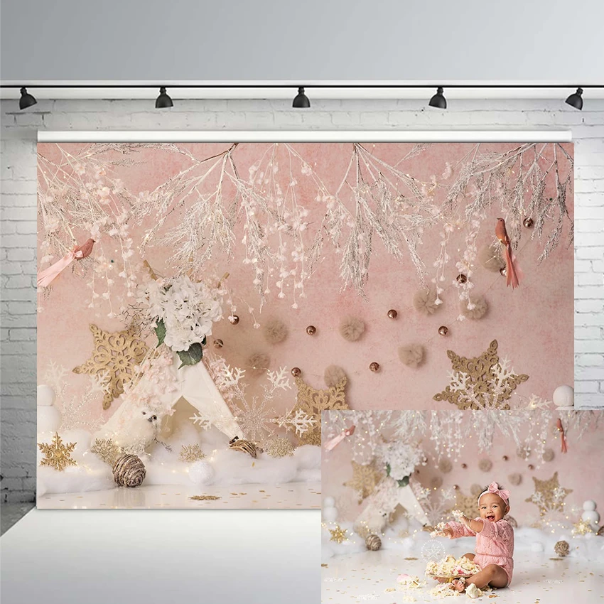 

Рождественский фон для фотосъемки с изображением Baby Shower Nrweborn на день рождения вечерние звезда светильник цветок розовый настенный Бохо зим...