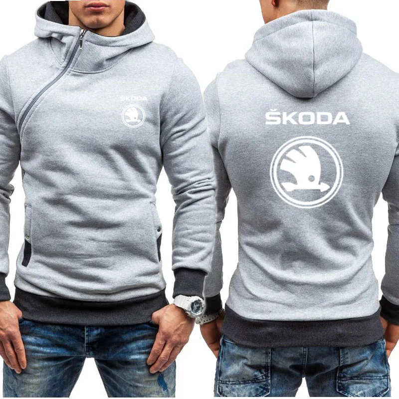 

2021 Spring Autumn Men's Hoodies Skoda Car Logo Print Fashion Men Hoodie hip hop Oblique chain harajuku Casual Men's pullover 11