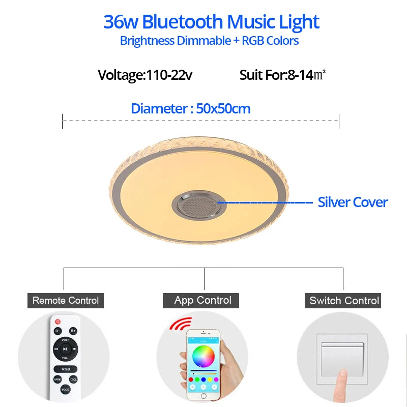 Bluetooth потолочный светильник RGB музыкальный потолочный светильник с Bluetooth Круглой Формы Светильник ing для домашнего прослушивания музыки светильник luminarias - Цвет корпуса: 36w