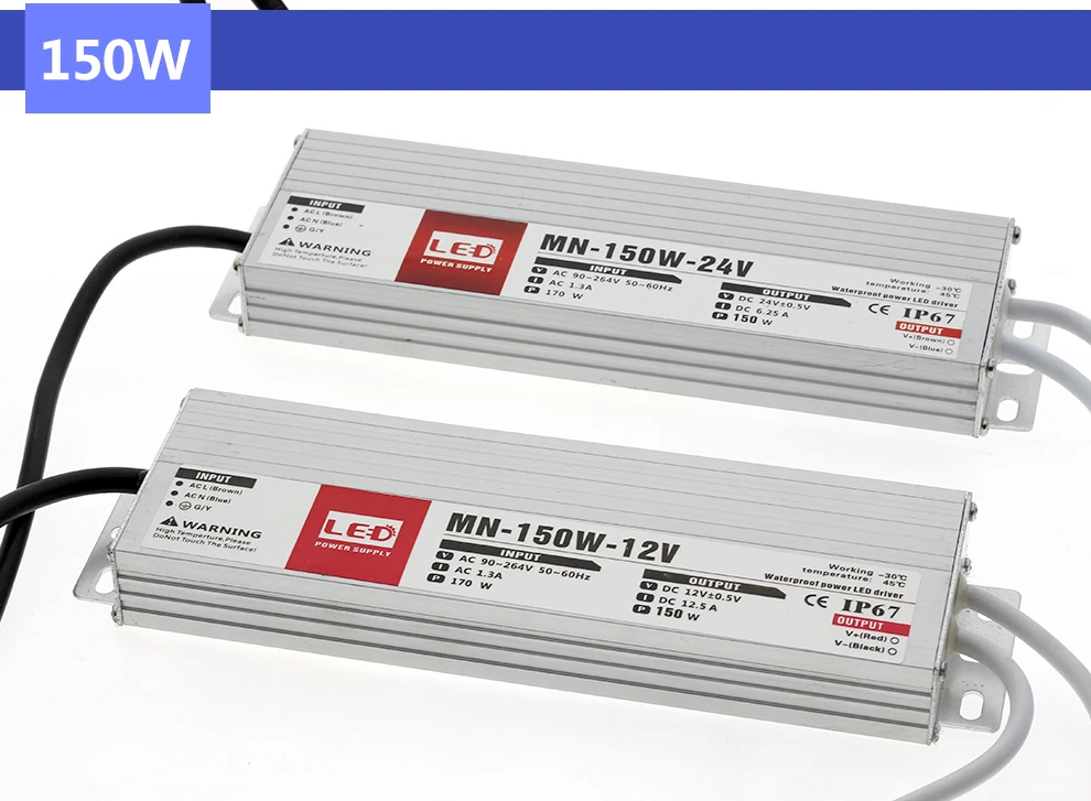 Светодиодный драйвер DC12V DC24V IP67 Водонепроницаемый трансформаторы для наружного освещения источник питания 10 Вт 20 Вт 30 Вт 45 Вт 60 Вт 100 Вт 150 Вт 200 Вт