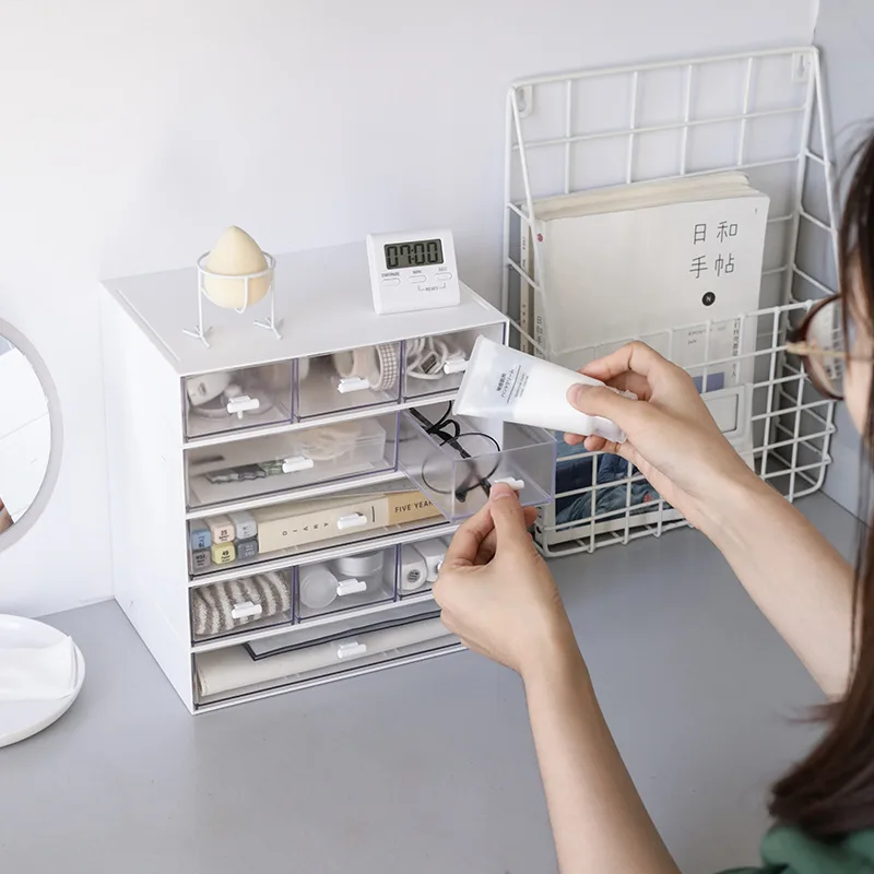 

Drawer Type Cosmetic Desktop Storage Box Plastic Jewelry Finishing Skin Care Lipstick Rack Stationery MultipleStyles Storage Box