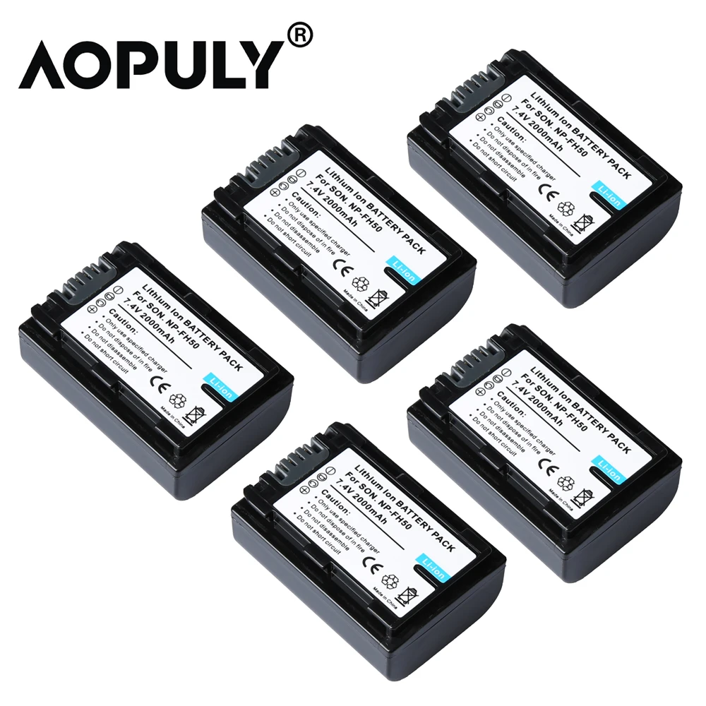 5pcs 2000 мАч NP-FH50 NP FH50 аккумуляторная батарея для камеры NPFH50 батарея для sony FH70 FH100 A230 A330 A290 A380, аксессуары для sony - Цвет: 5pcs