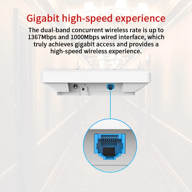 Потолочная беспроводная точка доступа JSMAX JSW64AP 11AC AC1350M на 2 гигабита поддержка PoE |