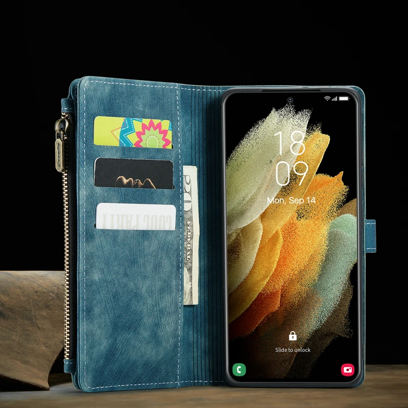 CaseMe-funda de lujo Retro para m&oacute;vil, carcasa tipo libro de cuero para Redmi Note 10 9 Pro Max, Samsung Galaxy S21, 10s 9s-2