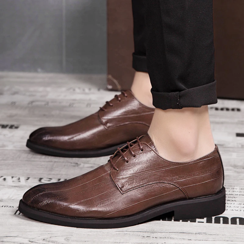 Повседневные кожаные туфли-оксфорды с низким верхом Модные повседневные деловые