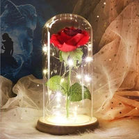 beauty and the beast simulation rose in led glass dome forever red rose valentines day mothers day special romantic gift