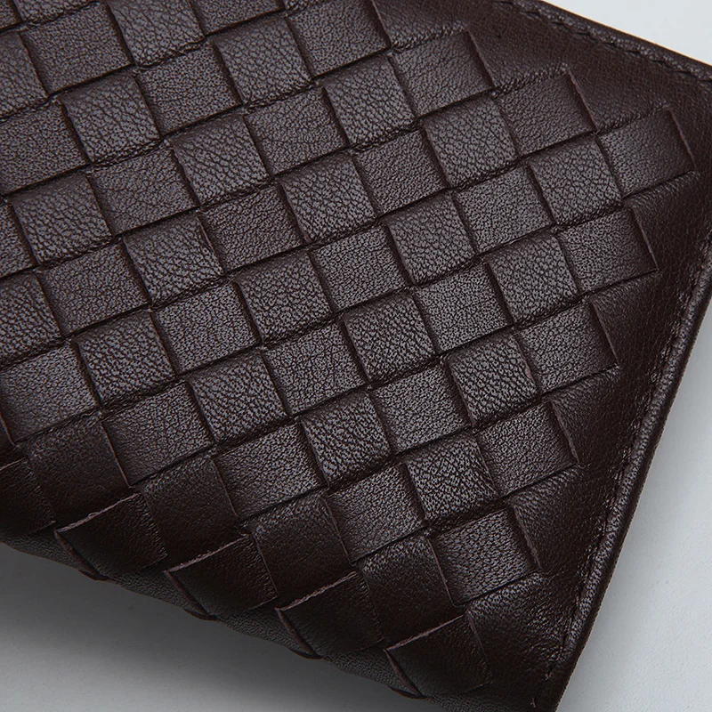 LANSPACE genine мужской кожаный чехол для карт с именем высокое качество тканые