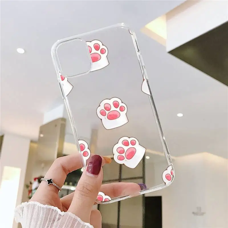 

Cute kitten Phone Case Transparent soft For iphone 5 5s 5c se 6 6s 7 8 11 12 plus mini x xs xr pro max
