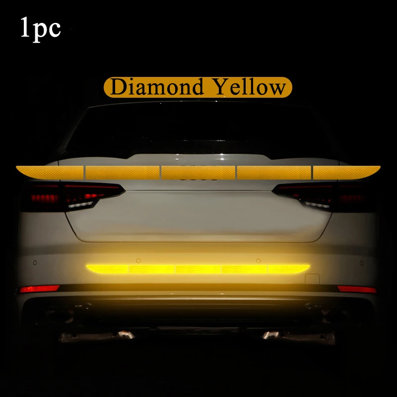 Diamond Yellow Автомобильные наклейки отражающие ленты авто задний багажник кузова нано-наклейка наружные предупредительные полоски безопасность ночью авто аксессуары - Название цвета: Diamond Yellow