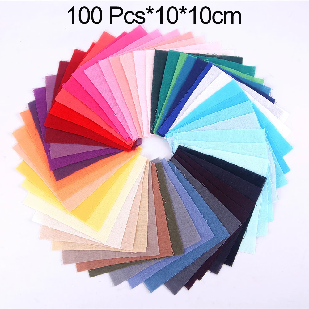 

100pcs Cotton Fabrics Patchwork Group Plain Square Cotton Cloth DIY Manual Solid Color Cloth Handmade Needlework Doll Sewing