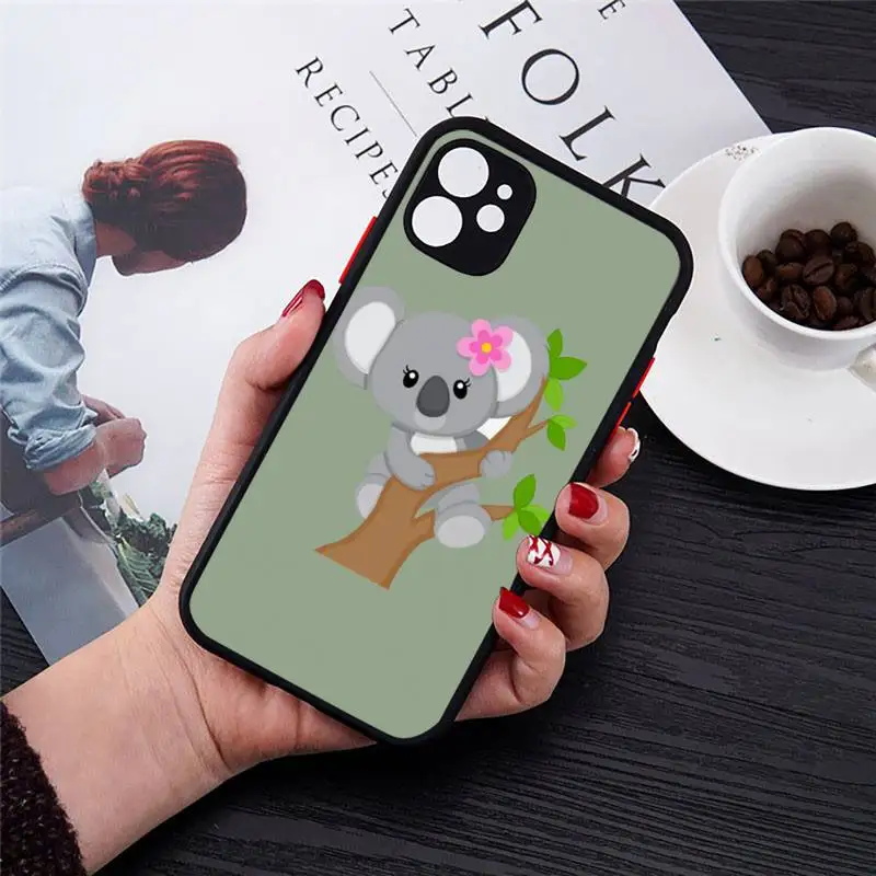 

sleeping koala cute cartoon animal Phone Case matte transparent For iphone 7 8 11 12 plus mini x xs xr pro max cover