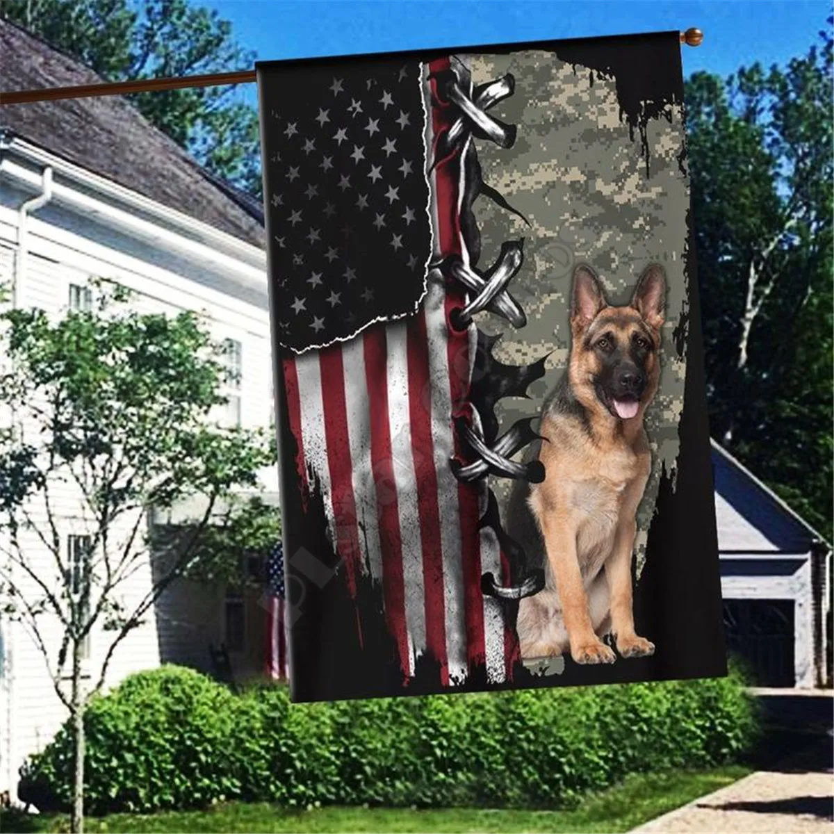 

German shepherd Flag 3D Full Printing Garden Flags Hanging House Flag Garden Flag Decoration Double-sided Printing