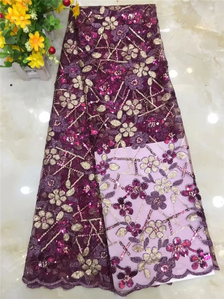 

Nigerian Sequins Velvet Lace Fabrics Emerald Mesh Lace African Fabric Lace with Sequins for Women Wedding Party Dress FDF1120