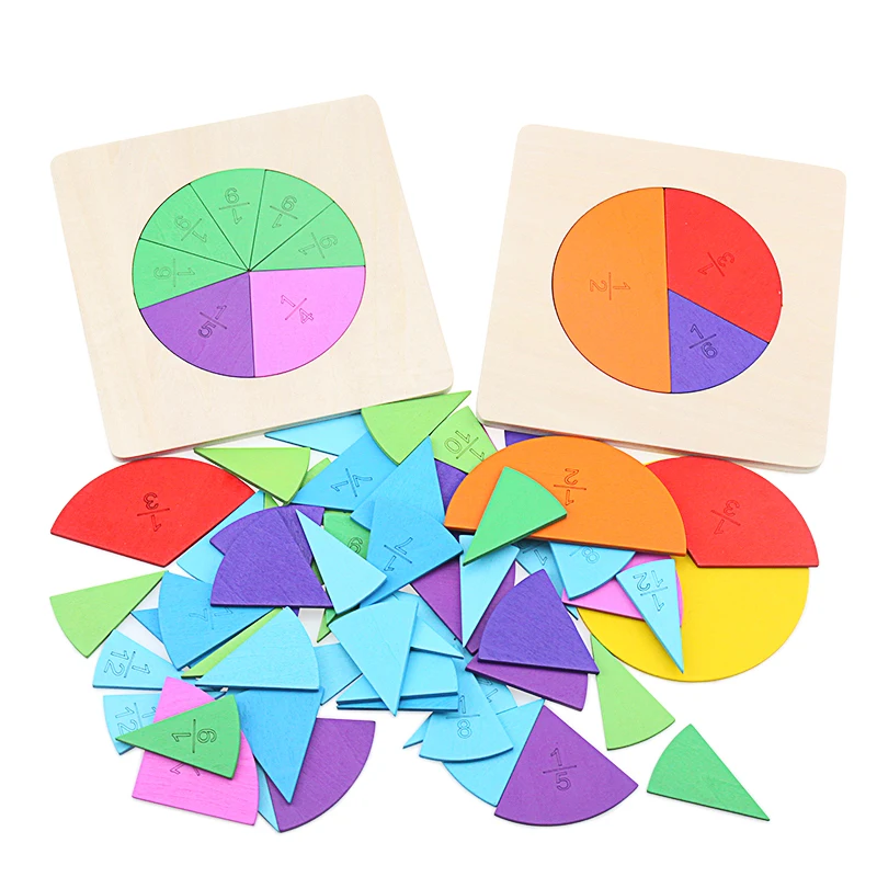 

Монтессори математическая дробная доска супер дробная коробка красочный круг разложение дробные Обучающие деревянные игрушки для детей 5 +