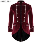 Мужской бархатный пиратский блейзер в стиле стимпанк, размеры 2XL