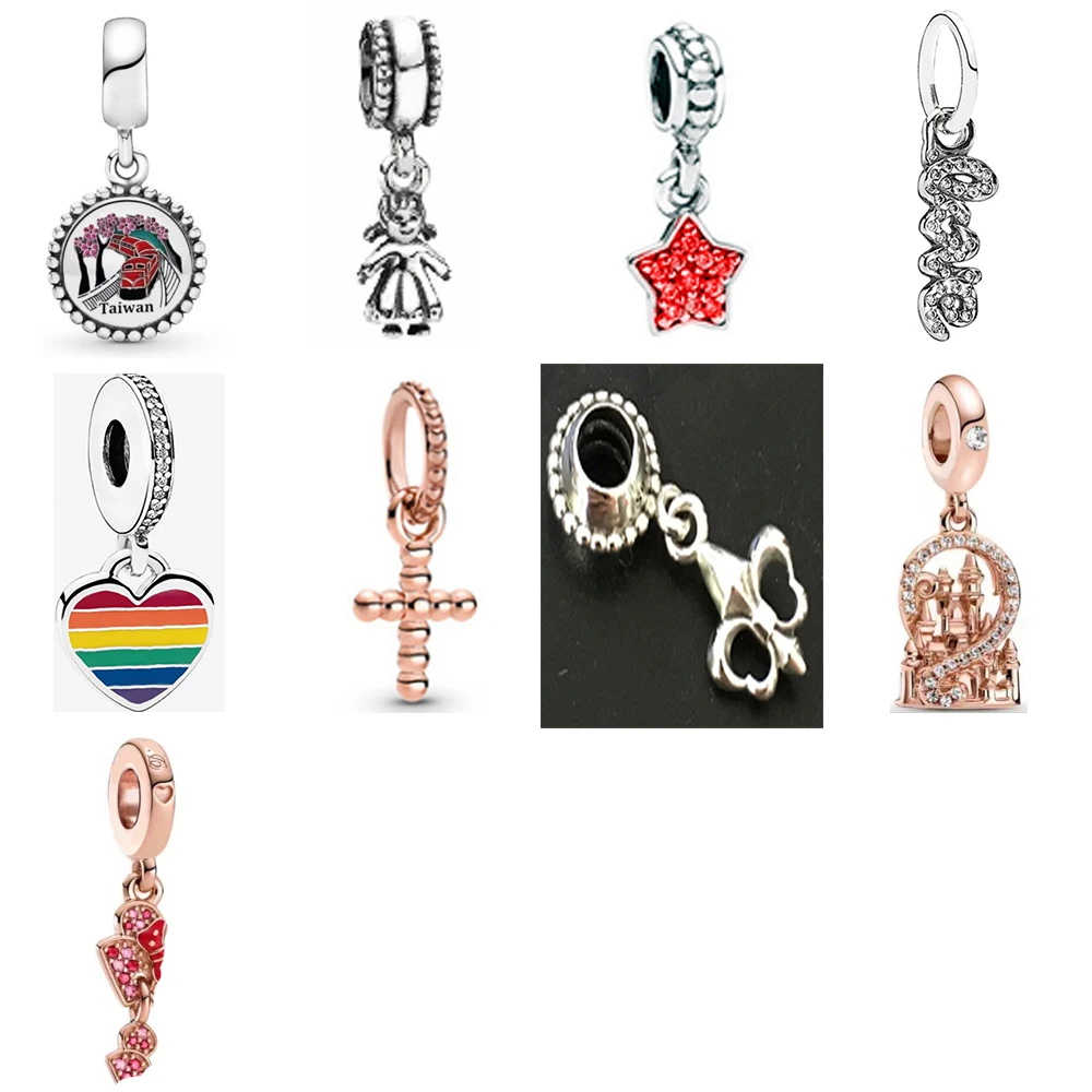 

2021 NEW 100% 925 Sterling Silver Cute Characters Dangle Pendant Fit DIY Women Bracelet Original Fashion Jewelry Gift
