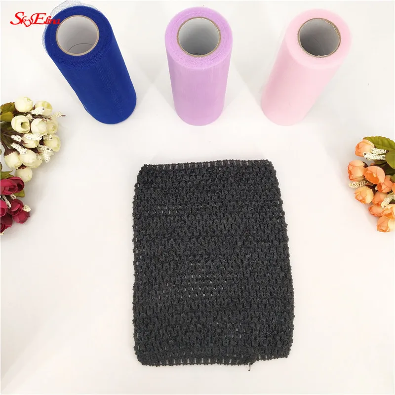 black 1 шт. 15*15 см/23*20 см Ткань для юбки-пачки Крючком эластичная ткань топы грудь обертывание DIY швейная одежда трикотажная ткань эластичное бандо 5zSH - Цвет: black