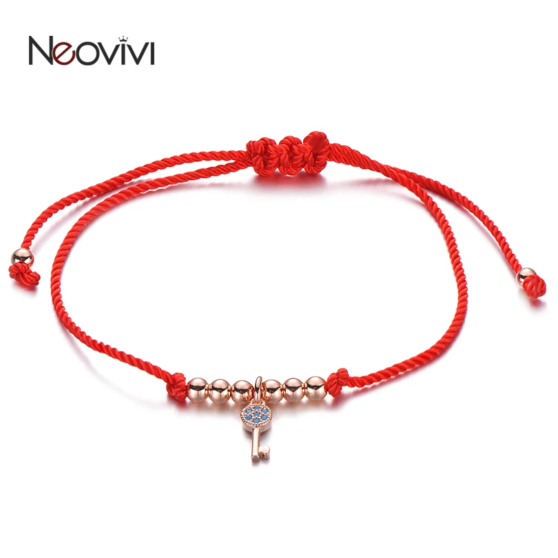 Цепочка с подвеской в виде ключа на удачу Neovivi микро закрепка Синий Циркон