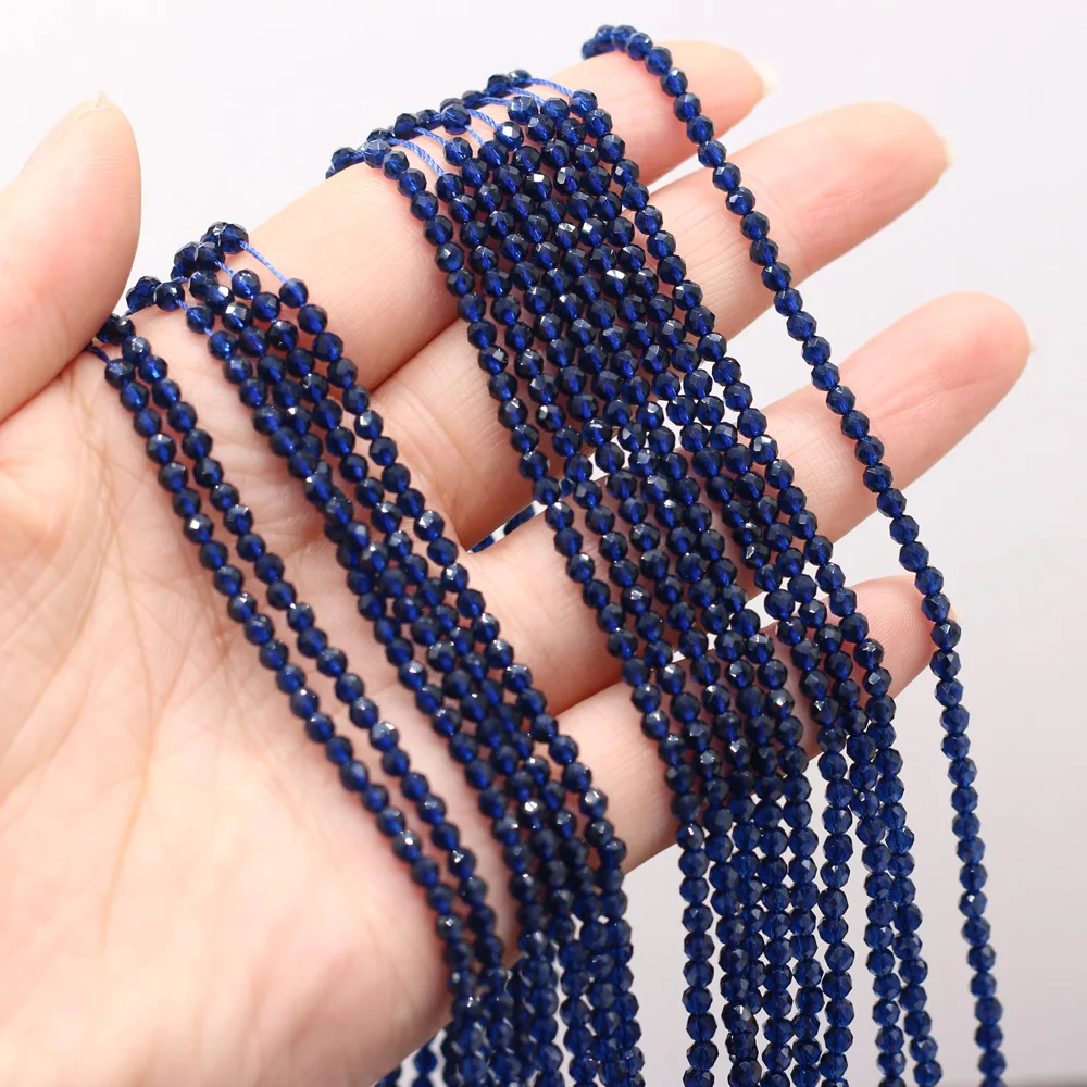 Faceted Stone Beads Section Deep Blue Spinels for DIY Jewelry Making Bracelet Necklace Accessories Women Gift Size 3mm | Украшения и