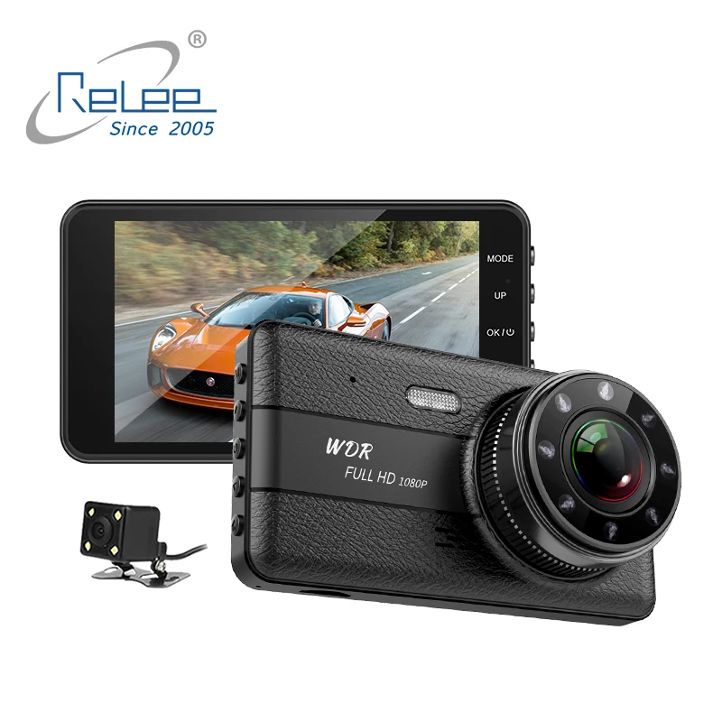 1080p Ручная автомобильная камера HD DVR видеорегистратор с двумя камерами сзади и спереди для автомобиля DVR.