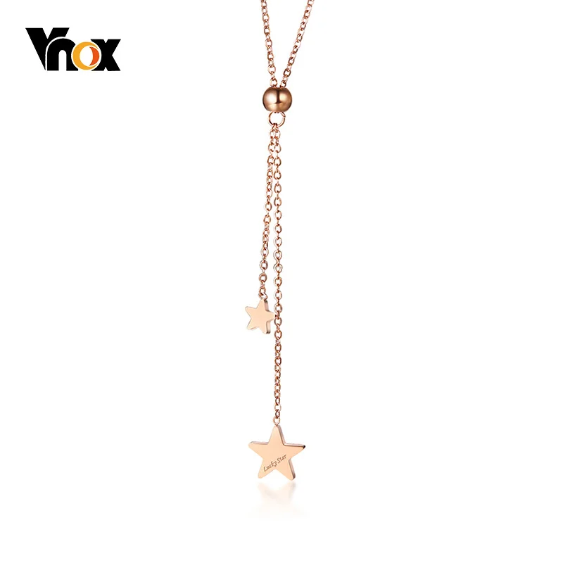 

Vnox Women's Elegant Stars Charm Choker Y Necklaces Stainless Steel Tassel Girl Female Party Accessories