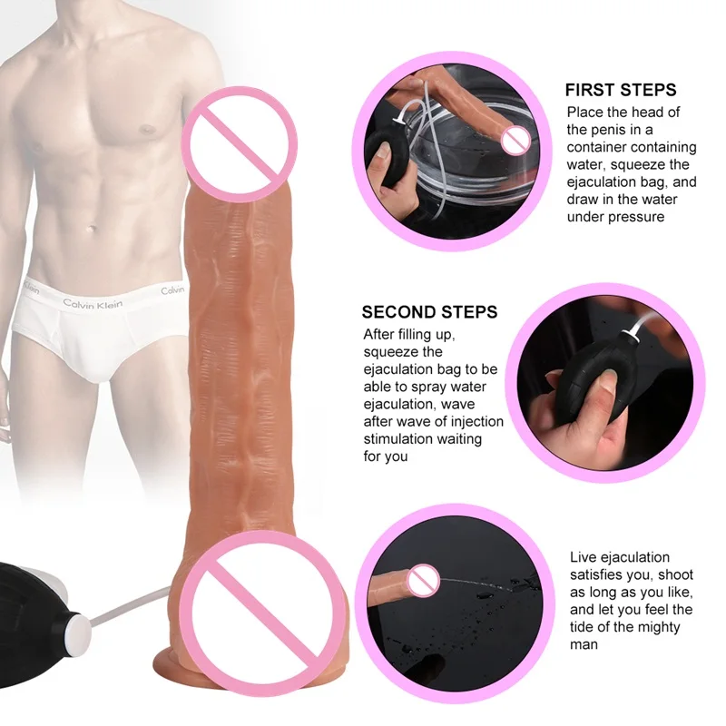 Эякуляционный фаллоимитатор Реалистичный искусственный пенис эротический