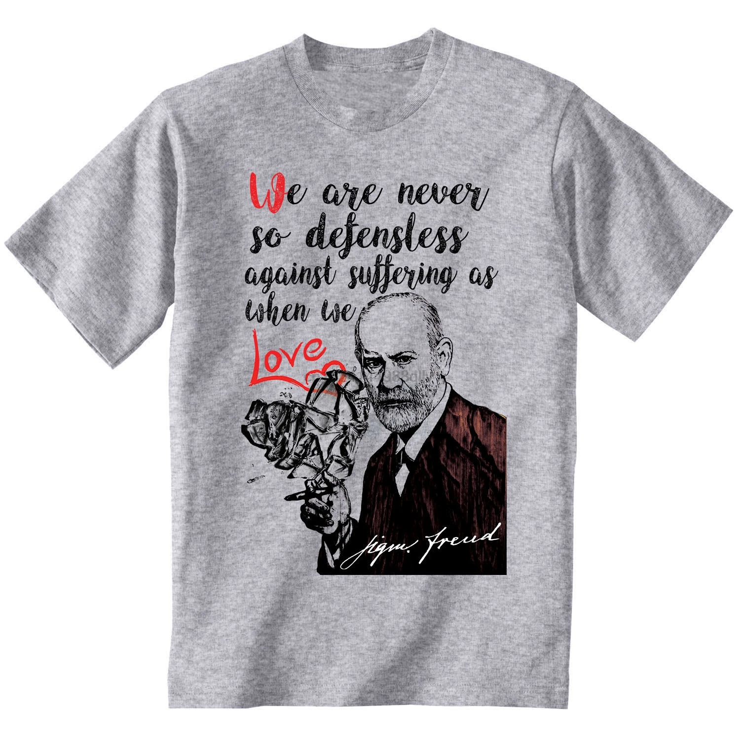 Zigmund Freud When We Love новая хлопковая серая мужская футболка из 100% хлопка размера плюс