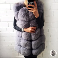 trodeam 70cm long faux fox fur vest for women genuine leather coats winter female fox fur jacket luxury outerwear customize