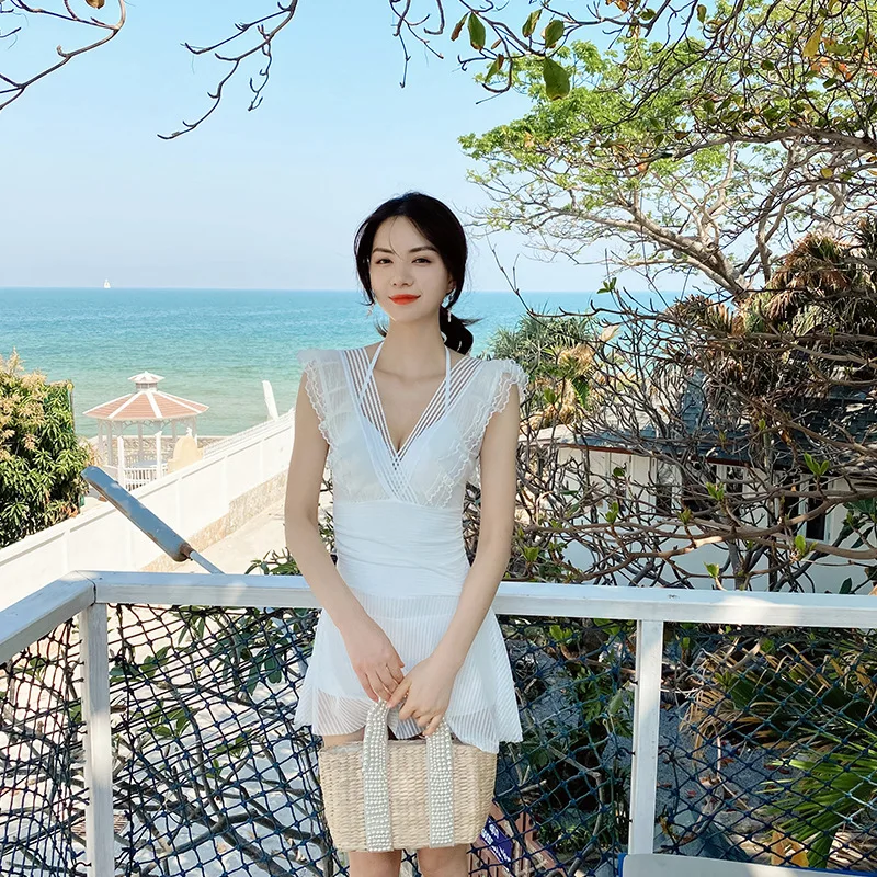 Новый женский купальный костюм Ins Wind цельная юбка для похудения консервативный