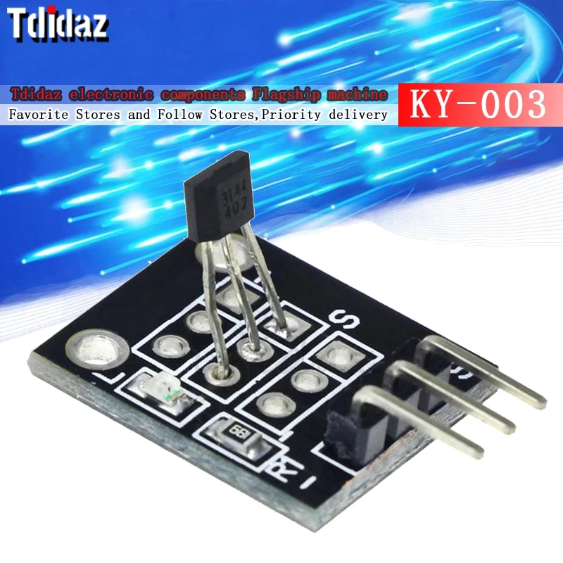 Стандартный модуль магнитного датчика Холла KY-003 A3144 работает с платой Arduino для -