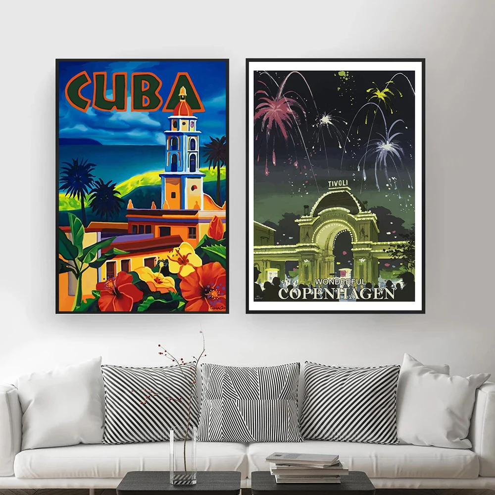 Винтажный постер в скандинавском стиле для путешествий Италия Капри Куба