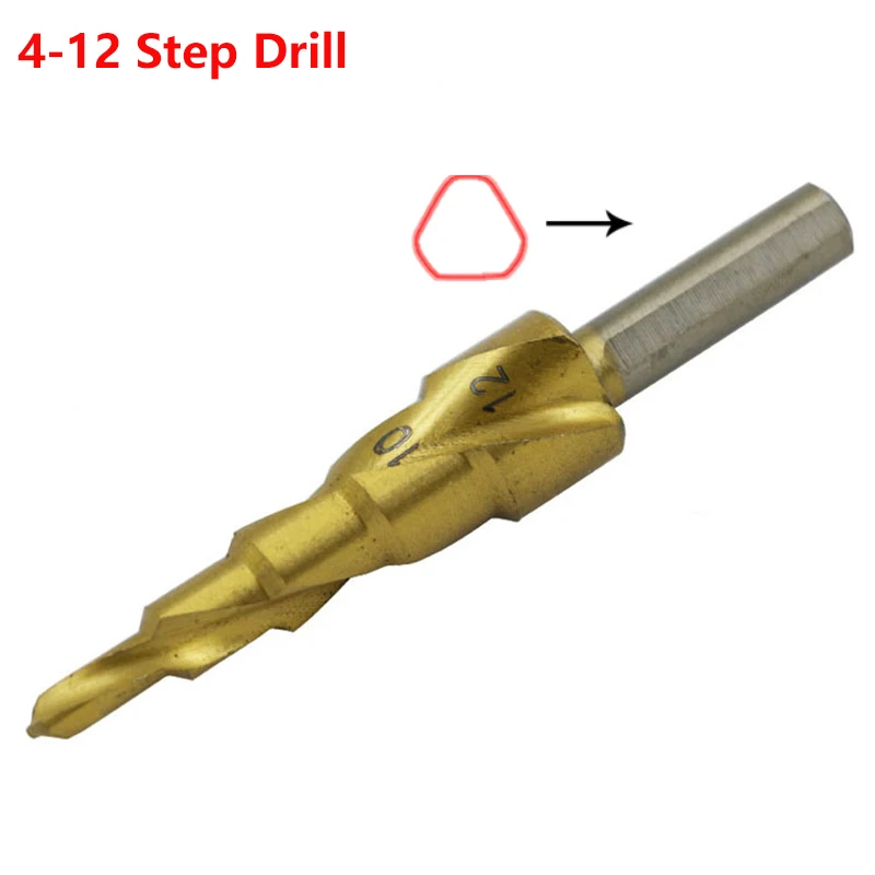 4-12 Triangle LX Hss титановые спиральные рифленые ступенчатые сверла 4-12/4-20/4-32 мм ступенчатые конусные режущие инструменты стальные деревообрабатывающие металлические сверла - Цвет: 4-12 Triangle LX