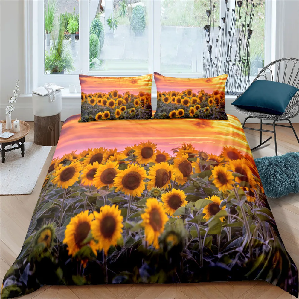 

Bedding Set 3D Sunflower Painting Bedding Sets Duvet Cover Bed Set Comforter Cover Queen King Size 2/3PCS