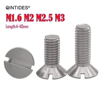 qintides 1002000pcs m1 6 m2 m2 5 m3 length 3 40 mm slotted countersunk flat head screws stainless steel screw slotted
