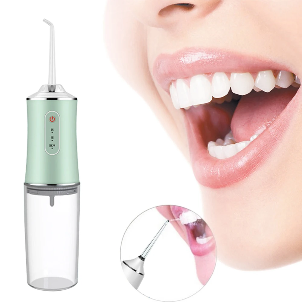 Oral Irrigator Portable USB 4 Nozzles Jet Dental Water Flosser 3 Modes 300ML Water Tank IPX7 Waterproof Tooth Pick Teeth Cleaner