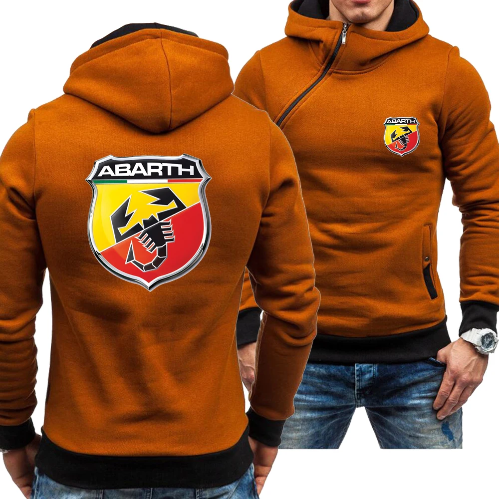 

Spring and Autumn Men's Abarth Hoodie Inclined Zipper Fashion Long Sleeve Hooded Leisure Jacket