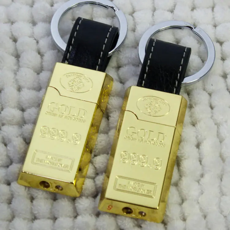 Новинка Золотой бар многоразового использования Флинт зажигалка с брелок
