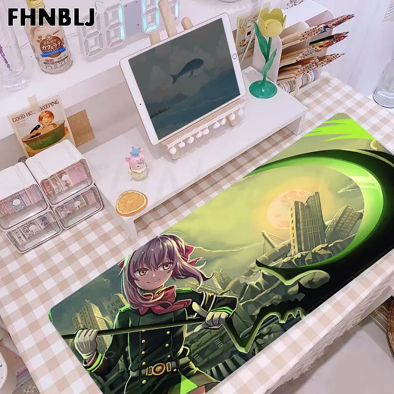 

Owari No Seraph In Stocked Large Gaming Mouse Pad XL Locking Edge Size for CSGO Game Player Desktop PC Computer Laptop