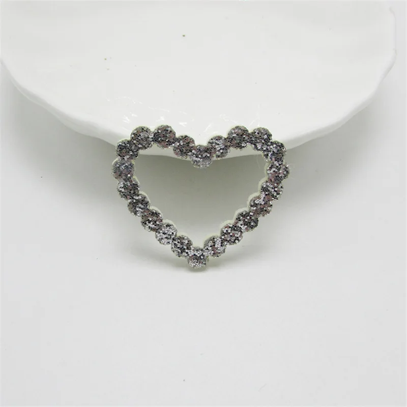Silver Heart 20-100 шт Блестящий медведь/Сердце/Звезды аппликация DIY ремесло Детские принадлежности детский подарок, аксессуары для волос упаковочные материалы тиснение - Color: Silver Heart