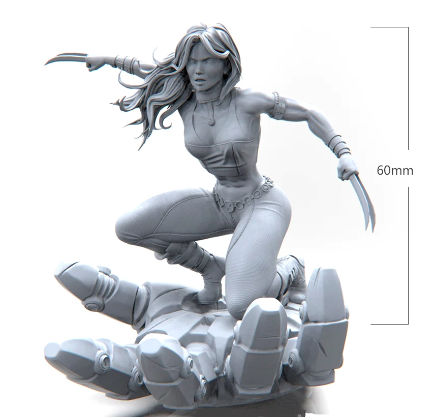 

1/18 60mm Resin Model Kits Female Warrior Figure Sculpture Unpainted No Color RW-606