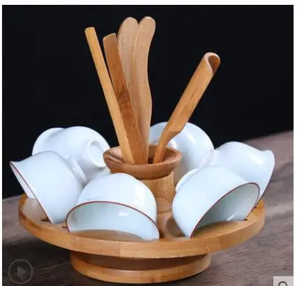 

Bamboo multi-function cup holder round cup holder Kung Fu tea set accessories storage rack tea drying