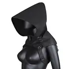 Кожаный костюм в стиле стимпанк на Хэллоуин, женский головной плащ в стиле панк, готика, черная накидка с капюшоном