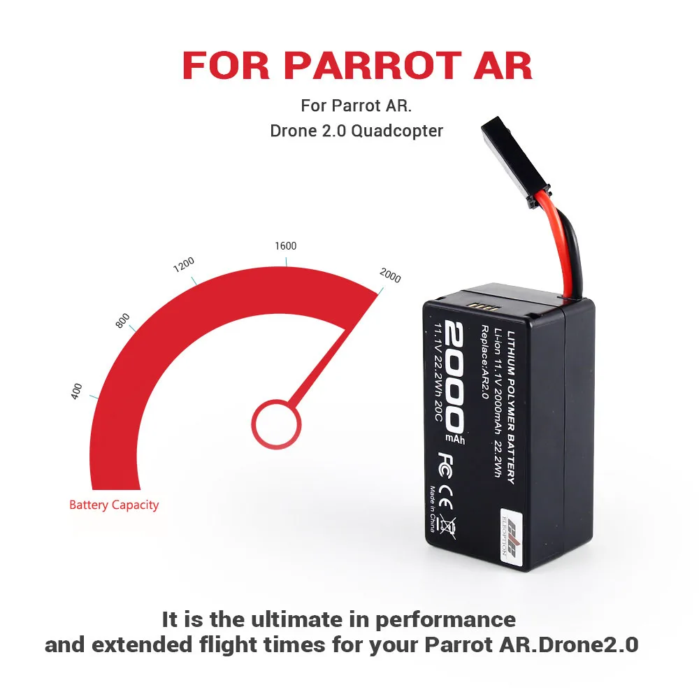ELEOPTION 3 шт 2000mAh 11 1 V мощный литий полимерный аккумулятор для Parrot AR.Drone 2 0 Quadcopter Upgrade