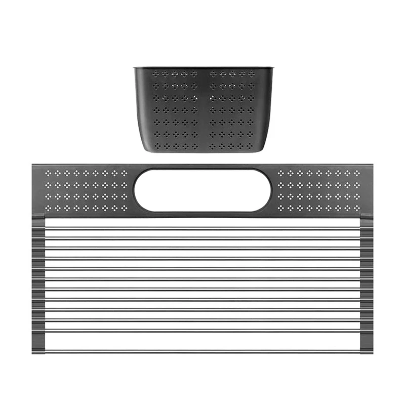 

Roll-Up Sink Rack Foldable Stainless Steel Silicone Storage Drain Rack for Kitchen FEA889